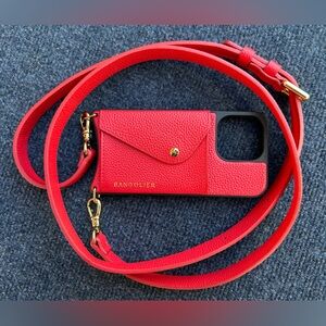 Bandolier Hailey iPhone 13 Pro Red Leather Crossbody Phone Case and 3/4”
Strap